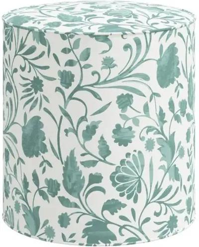 Harper Vine Floral Ottoman - Green