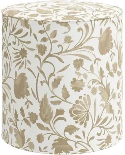 Harper Vine Floral Ottoman - Beige