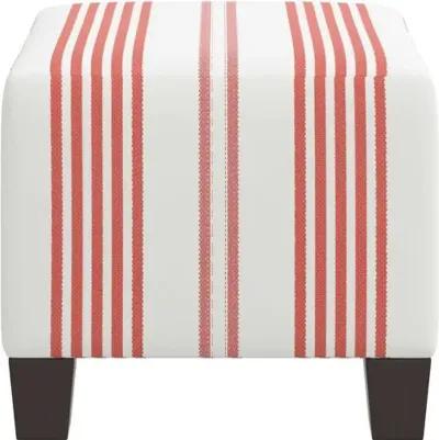 Berit Ticking Stripe Ottoman - Red