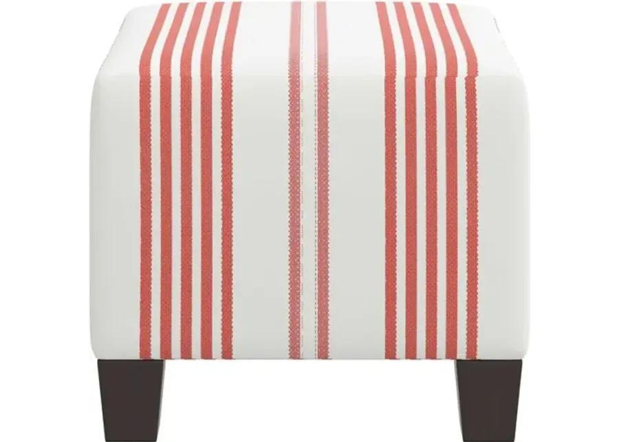 Berit Ticking Stripe Ottoman - Red