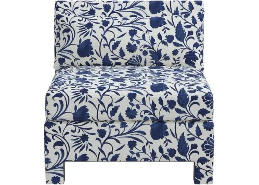 Bryn Vine Floral Slipper Chair - Blue