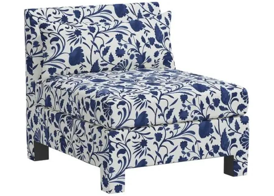 Bryn Vine Floral Slipper Chair - Blue