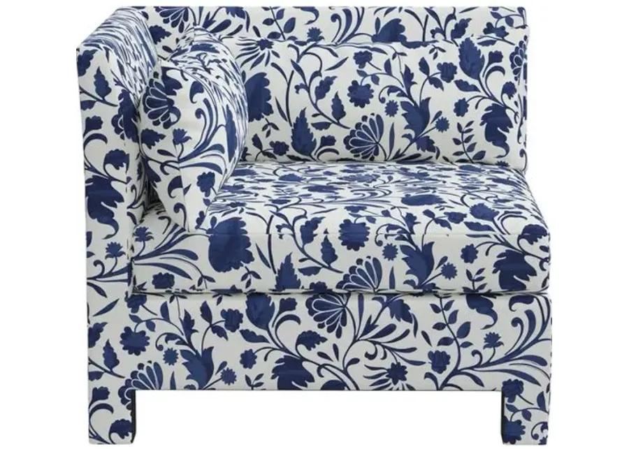 Bryn Vine Floral Corner Chair - Blue