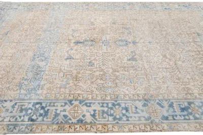 Antique Heriz Beige Wool Rug - Apadana - Beige