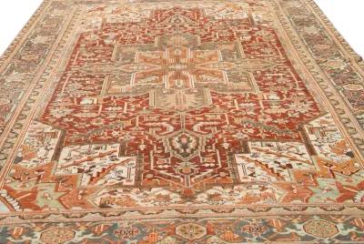 Red Antique Heriz Wool Rug - Apadana - Orange - Orange