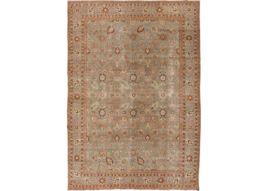 Antique Tabriz Blue Wool Rug - Apadana - Blue