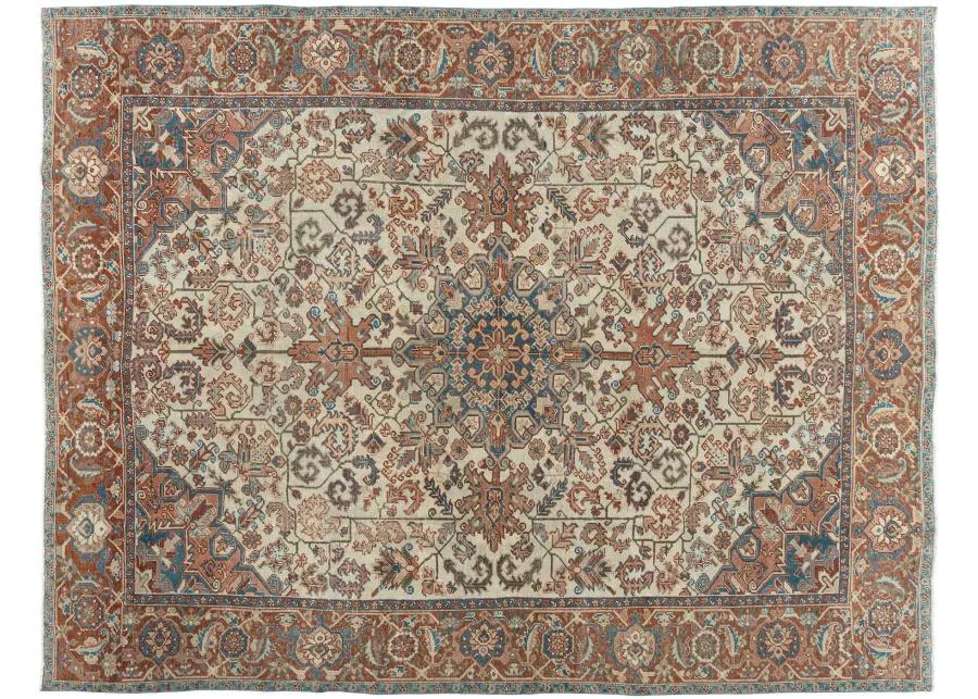 Persian Heriz Rug 8'8 X 11' - Beige - Beige