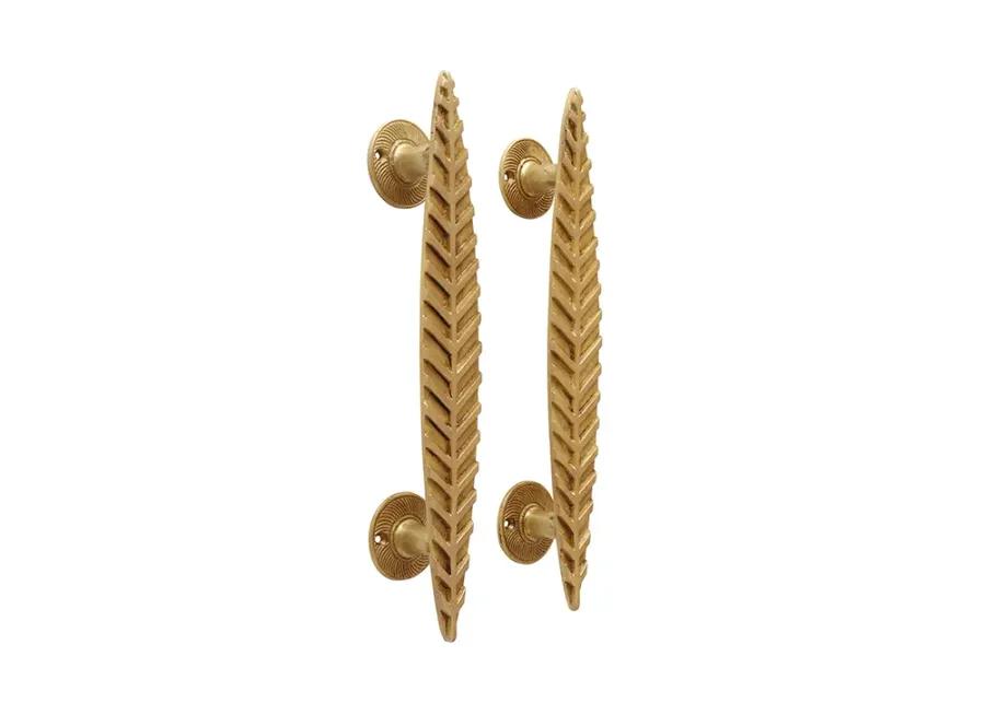 Simple Feather Brass Door Handles - Set of 2 - Interesting Things - Gold