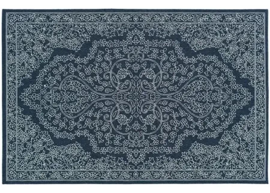 Shaili Outdoor Rug - Navy/Snow - Blue - Blue