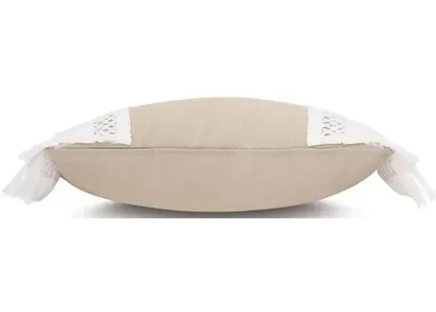 Callie 13x22 Outdoor Lumbar Pillow - Beige/White