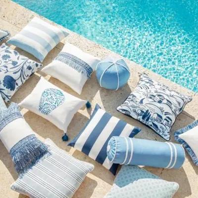 Lilo 12" Outdoor Ball Pillow - Blue/White