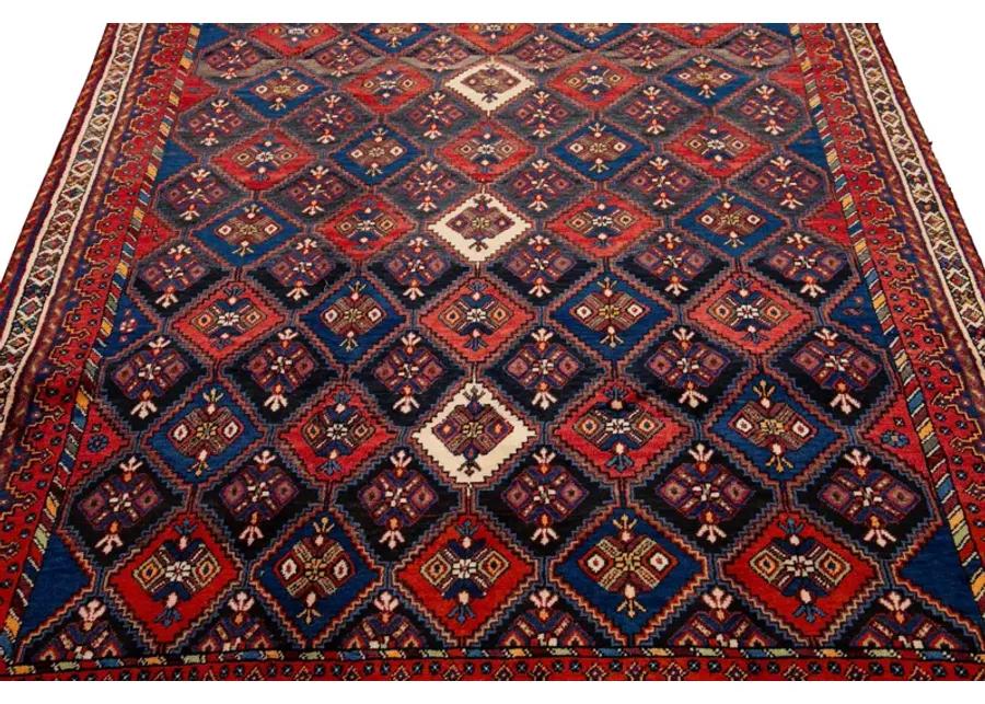 Vintage Shiraz Handmade Blue Wool Rug - Apadana - Blue