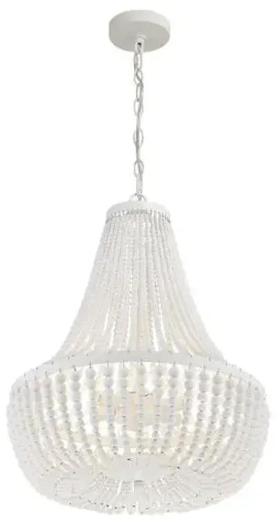 Rylee 6-Light Beaded Chandelier - Matte White - Crystorama