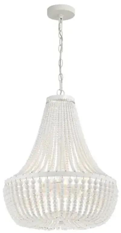 Rylee 6-Light Beaded Chandelier - Matte White - Crystorama