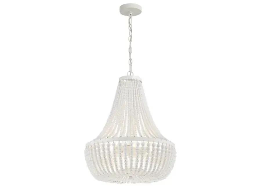 Rylee 6-Light Beaded Chandelier - Matte White - Crystorama