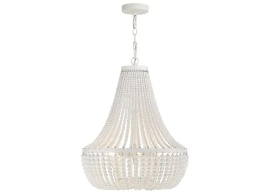 Rylee 6-Light Beaded Chandelier - Matte White - Crystorama