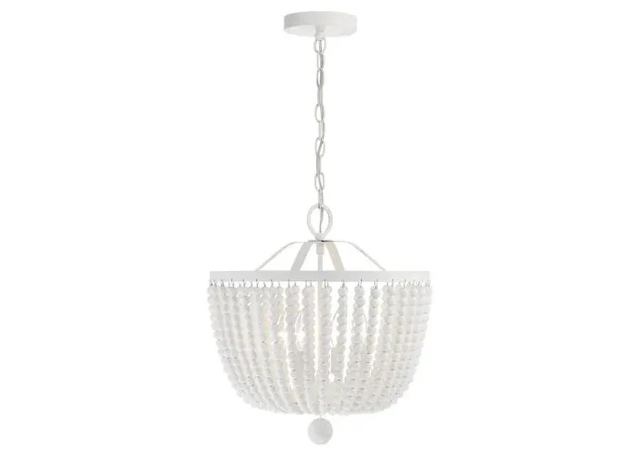 Rylee 4-Light Beaded Chandelier - Matte White - Crystorama