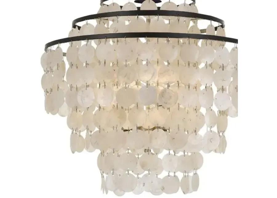 Brielle Capiz Shell 4-Light Chandelier - Dark Bronze - Crystorama - Ivory