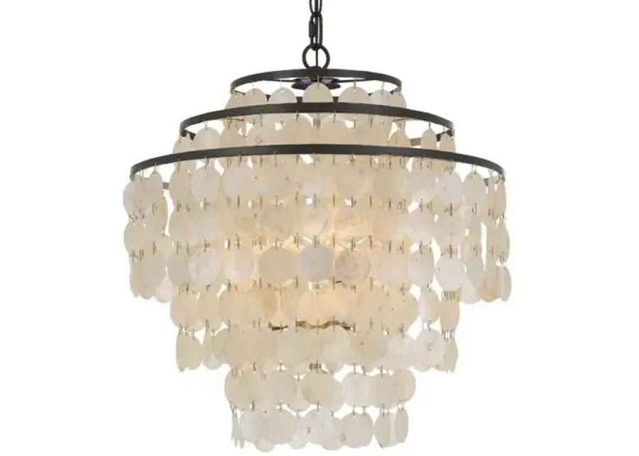 Brielle Capiz Shell 4-Light Chandelier - Dark Bronze - Crystorama - Ivory