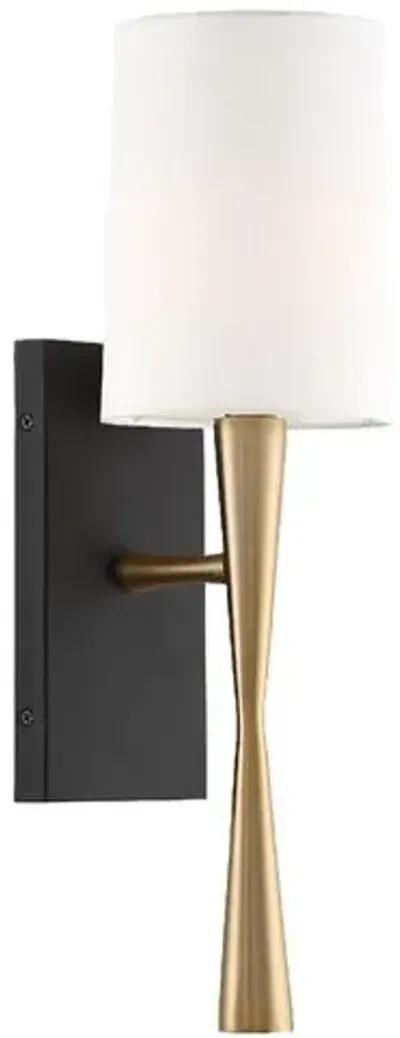 Trenton 1-Light Wall Mount - Aged Brass/Black Forged - Crystorama - Gold