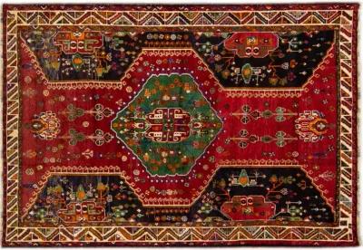 Shiraz Multicolor Wool Rug - Apadana - Red - Red