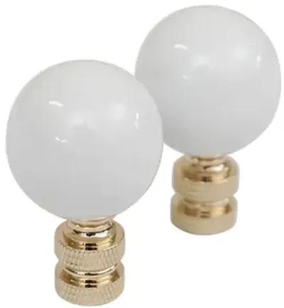 White Porcelain Ball Lamp Finials - Set of 2 By Interesting Things - Fits a standard size lamp harp