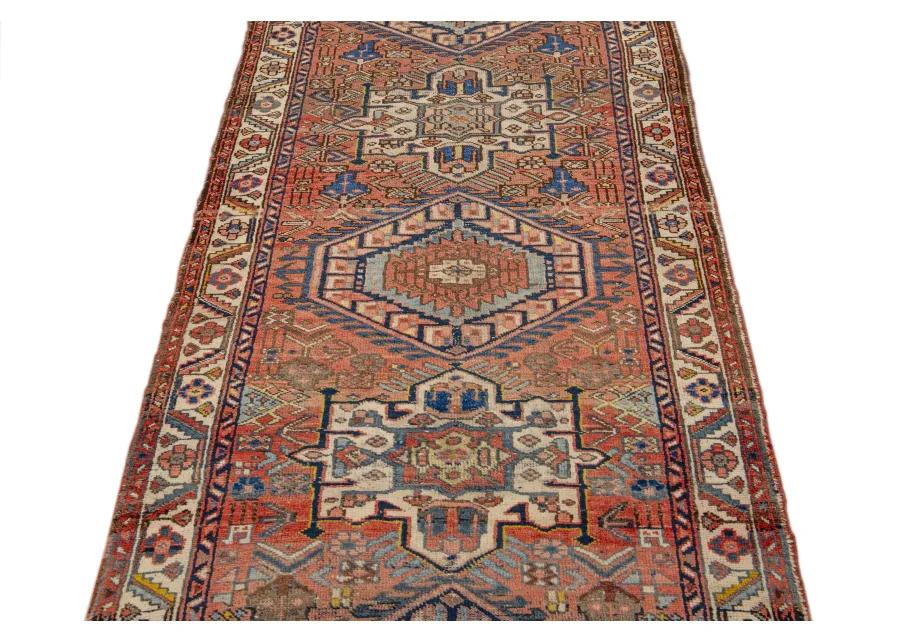 Heriz Rust Persian Wool Rug - Apadana - Red - Red