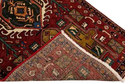 Red Vintage Heriz Persian Wool Rug - Apadana - Red