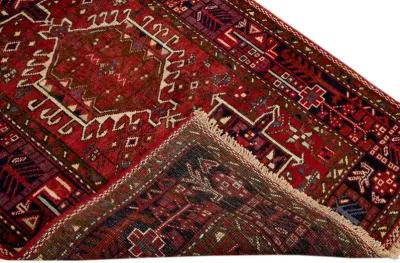 Vintage Shiraz Red Persian Wool Rug - Apadana - red