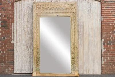 18th C. Fleur de Lys Floor Mirror - de-cor - Brown