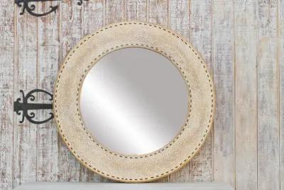 Large Bleached Wood Zellige Inlay Mirror - de-cor - Brown