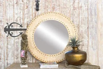 Bleached Farmhouse Zellige Inlay Mirror - de-cor - Beige