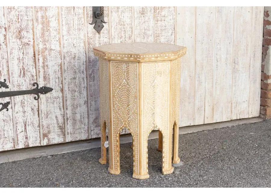 Moorish Inlay Arched Bleached Tall Table - Handcrafted