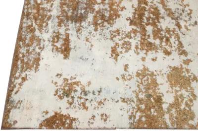 Distressed Goldenrod Wool Rug - Apadana - Gold