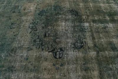 Distressed Brown Wool Rug - Apadana - Blue - Blue