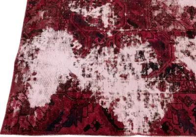 Distressed Pink Wool Rug - Apadana - pink