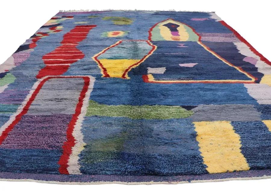 Large Abstract Moroccan Rug - 10'1 x 12'2 - Esmaili Rugs & Antiques - Blue - Blue