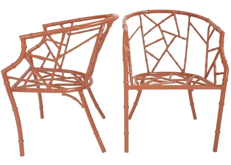 Mid-Century Faux Bamboo Tub Chairs - Pr - G3Q Designs - Orange