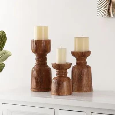 Set of 3 Nina Candleholder - Brown