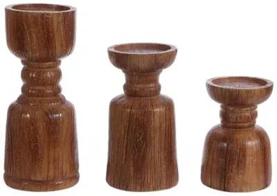 Set of 3 Nina Candleholder - Brown