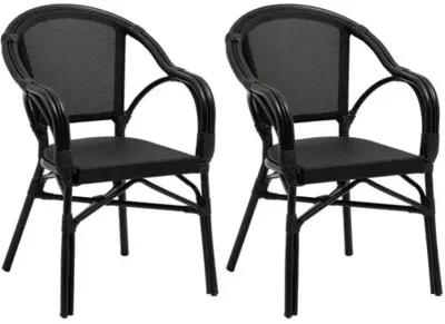 Set of 2 Porter Outdoor Bistro Armchairs - Black