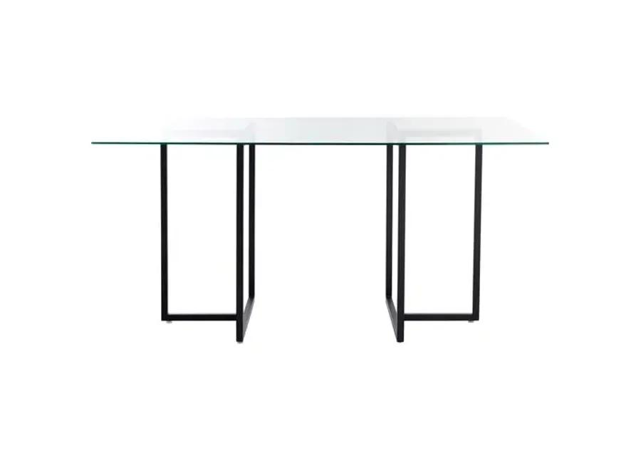 Mila Glass Rectangular Dining Table - Black