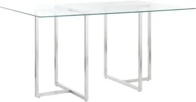 Mila Glass Rectangular Dining Table - Chrome