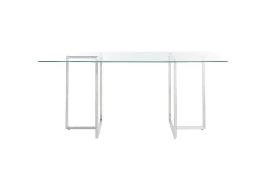 Mila Glass Rectangular Dining Table - Chrome