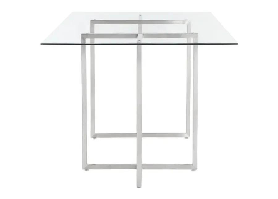 Mila Glass Rectangular Dining Table - Chrome