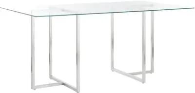 Mila Glass Rectangular Dining Table - Chrome