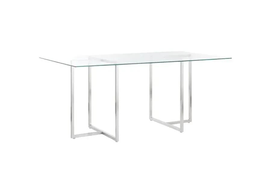 Mila Glass Rectangular Dining Table - Chrome