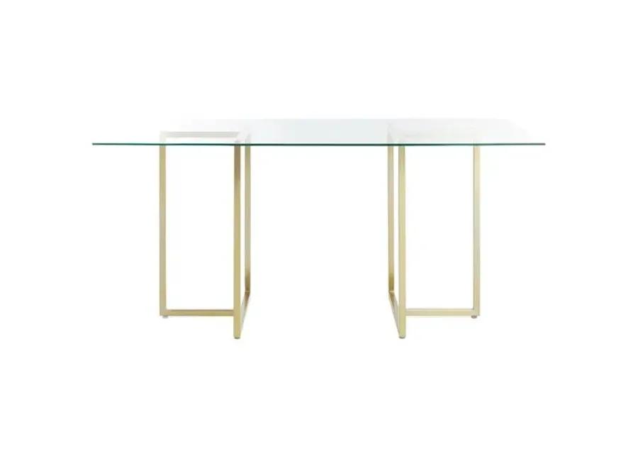 Mila Glass Rectangular Dining Table - Gold