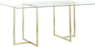 Mila Glass Rectangular Dining Table - Gold