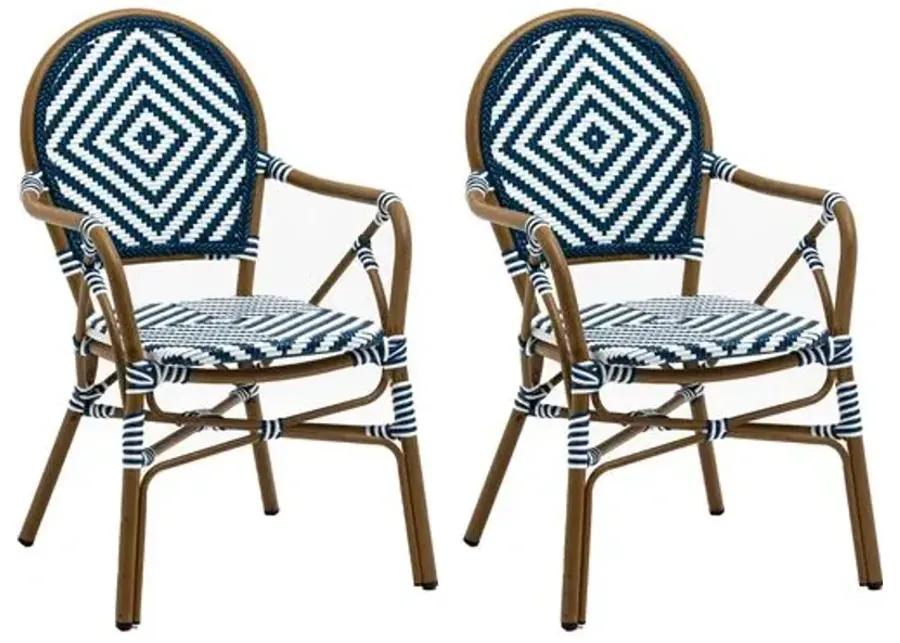 Set of 2 Lyla Outdoor Bistro Armchairs - Blue